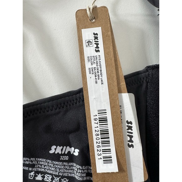 New Skims Fits‎ Everybody Lace Unlined Demi Bra Size 32 DD Onyx Black Intimates - Picture 5 of 8